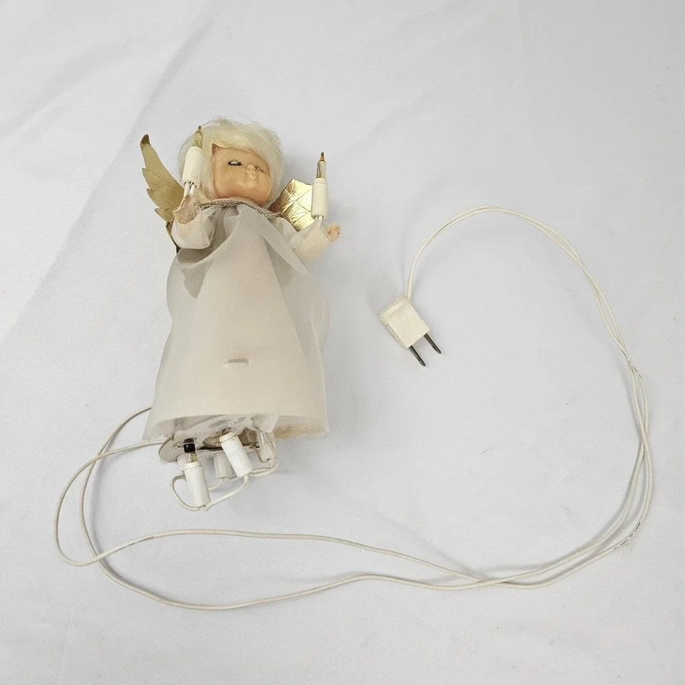 Vintage Lighted Christmas Angel Tree Topper Figure 60's Mid-Century Modern